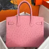 10a Top High Quality Women's Bag Luxury Handbag Designer Tote Bag 35cm Ostrich äkta läder stor väska hand vaxtråd Sying mode grön väska presentförpackning förpackning