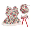 Vêtements pour chiens Robe pour animaux de compagnie Design floral Vêtements confortables Ensemble avec harnais Noeud papillon pour les petits anniversaires Femelle
