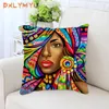 Travesseiro atacado personalizado feito sob encomenda caso africano senhora pintura linho capas decorativas sofá cama de carro fronha