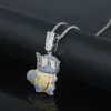 Iced Out Bling CZ Söta sköldpaddor Pendant Necklace Micro Pave Cubic Zircon Mens Fashion Hip Hop Punk Jewelry240U