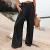 Kvinnor Pants Casual for Women 4X-5X Womens Wide Leg Summer High Maisted Palazzo Baggy Beach Byxor med fickor