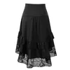 Skirts Costumes Steampunk Gothic Skirt Lace Women Clothing High Low Ruffle Party Lolita Red Medieval Victorian Punk Skater Button Front