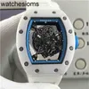 Richarsmill Watch Rakish Mechanical Cool Wrist Watches TV Factory RMS055 Date Minority Ceramic雌のホワイトサファイアはMilemir LBLF 2024 Luxury Style 3o