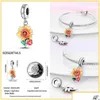 Argento 925 Sterling Sier Fit Pandoras Charms Bracciale Perline Fascino Moda Girasoli dorati Consegna di goccia Gioielli sciolti Otudk