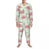 Home Kleding Pyjamasets met schattig flamingopatroon Herfst Tropische dierenprint Romantische dagelijkse nachtkleding Tweedelige oversized nachtkleding voor heren