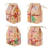 Gift Wrap 10pcs Kraft Paper Gingerbread House Box With Ropes Christmas Treat Candy Favor Boxes Noel Decorations For Home