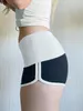 Absobe Ctrast Patchwork Fold Over Slim Shorts Kvinnor Mid Rise mångsidig Slim Sports Casual Short Pants Hottie Y2K Streetwear T31S#