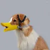 Cão vestuário focinho silicone bonito pato boca máscara casca mordida parar pequenas máscaras anti-mordida para produtos 1pcs