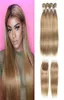 Brasilianska raka hårvävbuntar med stängning Ash Blonde Color 8 4 Bunds med 4x4 spetsstängning Remy Human Hair Extensions26605245