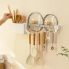 Rails Kitchen Hook Rack Hanging Rod Wall Hanging Non Punching Movable Hook Kitchen Utensils Storage Rack Movable Row Hook