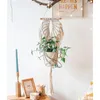 Keukenopslag Macrame Hanger Handgeweven katoenen touw Netzak Buiten Binnen Hangende plantenbak Mand Bloempothouder Boho Home Decor