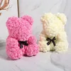 Decorazioni natalizie Regalo divertente 25 cm San Valentino Fiore eterno Ornamento orso rosa Con scatola Ciondolo limitato tramite consegna aerea Dhxed