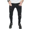 Boa Qualidade Primavera Homens Skinny Stretch Jeans Hip Hop Buracos Sólidos Elegantes Masculino Biker Denim Calças V0bf #