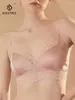 Bras Birdtree Futter Mulberry Seide French Bra Frauenmännchen Draht kostenlos komfortable sexy Spitzenunterwäsche 2024 Sommer P42920QC