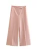 Willshela Women Fi Tvådelat Set Pink Tank Tops Straight Ben Pants Vintage V-Neck Single Breasted Female Chic Pants Suit 64TR#