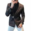 Högkvalitativ kostym Mäns brittisk stil Slim Elegant Fi Busin Casual Dr Tuxedo skarvad krage Plover Case Blazer Jacket V9DR#