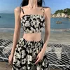 Vestidos de trabalho vintage floral impressão duas peças conjunto feminino sem costas cinta slash neck camisola cintura elástica uma linha saia moda férias terno