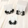 Charme 1 paire de boucles d'oreilles pendantes droites pour femmes, veilleuse créative en acrylique, bijoux de chat, cadeau d'anniversaire de vacances pour filles Y240328