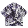 Camisas casuais masculinas verão high-end estampas gola alta praia férias soltas WACKO MARIA mulheres com tags