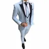 Homens Terno Três Peças Blazer + Colete + Calça Nova Chegada Masculino Slim Fit Pico Lapela Ternos de Casamento Do Noivo Conjunto Traje Homme F3ot #