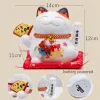 Miniaturen 5 inch Keramiek Fortune Cat Zwaaiende Hand Lucky Cat Plutus Cat Batterij Aangedreven Feng Shui Maneki Neko Beste Cadeau Woondecoratie