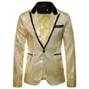 Giacca da uomo decorata lucida dorata lucida lucida per uomo Night Club Graduati Abito da uomo Blazer Homme Costume Stage Wear per cantante 81AA #