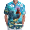 Butt Up Beach Camisa dos homens 3D Impressão Digital Padrão de Frango Surf Camisa Havaiana Para Homens Casual Manga Curta Camisas Plus Size U0JZ #