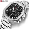 Curren/Karien 8459 Six Pin Steel Band Calendar Business Men 's Sports Watch