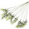 Flores decorativas 10 peças decoração de plantas verdes simuladas, decorações para casa, hastes de casamento, picaretas artificiais, ornamento falso