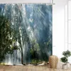 Tende da doccia Natura Paesaggio Tenda Oceano Tropicale Pioggia Spiaggia Tramonto Fiume Cascata Stampa moderna Decorazioni per il bagno di casa con ganci