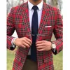 Fi Scottish Plaid Hommes Costumes pour mariage Groom Tuxedos Slim Fit Peaked Revers Costume masculin 2 pièces Blazer avec pantalon 2023 D2FY #