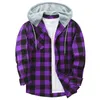 Lente Herfst Plaid Hoodie Shirt Mannen Lg Mouw Casual Streetwear Patchwork Losse Kleding Butt Trekkoord Vintage Shirts Man Y8Te #