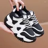 Casual Shoes 8CM Women High Platform Sneakers 2024 Autumn Breathable Chunky Dad Thick Sole Trainers Leather Woman