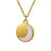Hängen Amaiyllis 18K Gold Light Luxury Inlaid Emamel Round Moon Necklace Pendant Simple Niche Clavicle Chain SMEEXKE
