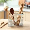 Kitchen Storage Organizer Chopsticks Cage Hanging Metal Accessories Cutlery Holder Draining Internal Compartment Stainless Steel