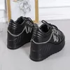 Sapatos casuais 2024 tamanho 42 preto rendas até fivela cunhas plataforma tênis feminino fundo grosso moda gótico punk