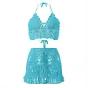 Set bikini per costumi da bagno per adolescenti Costume da bagno estivo da spiaggia in due pezzi scavato all'uncinetto 240322