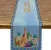 Passover Linen Table Runner Pesach Seder Matzoh Red Wine Star of David Je Holiday Party Dinning Decoration 240325