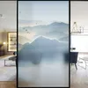 Window Stickers Privacy Windows Film Decorative Chinese Landscape Painting Glass No Glue Static Cling Frosted