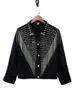 fi 2024 Spring New Denim Coat Men's Women's Short Beads Tassel Jacket Top Youth Popularity Trendy Lg Sleeve Men's Clothes w9fC#