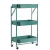 Racks Installationfree Cart Rack, Portable Foldable Storage Threelayer Storage Rack for Kitchen and Bathroom Storage Organizer