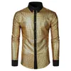 Camicie da uomo con risvolto lucido Camicie con paillettes Abbigliamento casual Performance Camicia Carnevale New Fi Lg Maniche Camicie maschili Camicie Steetwear B0at #