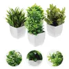 Decorative Flowers 4 Pcs Decorations Artificial Potted Plant Office Faux Plants For Indoors Plastic Mini