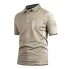 メンズ戦術的なミリタリーポロシャツ夏のアーミーフォースカモフラージュシャツマンのための通気性ポケット半袖S3XL 240320