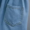 Pantalones cortos para mujer para usar cintura elástica Pantalones cortos de mujer Denim Longitud media Kawaii Cute Ruffle Rodilla Jeans Bermudas Medio al aire libre t2ZS #