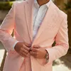 rosa mäns kostym 2 stycken blazer byxor singel beasted peaked lapel busin slim pinstripes bröllop brudgum skräddarsydd dräkt homme t6fu#