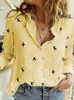 Women's Blouses Birds Print Shirts 35% Cotton Long Sleeve Female Tops 2024 Spring Summer Loose Casual Office Ladies Shirt