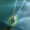 Hangers S925 zilveren ketting grootmoeder groene waterdruppel 8 12 diamanten oorbellen met hoog koolstofgehalte luxe dames