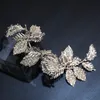 Fashion Crystal Bridal Hair Vine Clip Woman Headband Silver Color Leaf Wedding Hair Accessories Bride Headwear for Party 240315