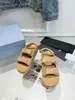 Sandaler Kvinnor Designer Slides tofflor Päls Shearling Leather Canvas Slide Plush Slipper Orange Red 0323